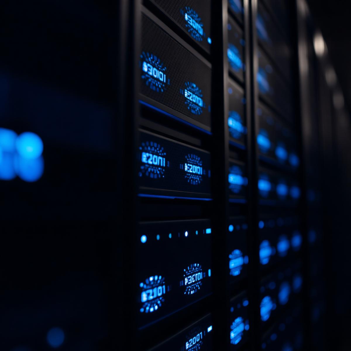 Sichere Server-Infrastruktur mit blauem Licht